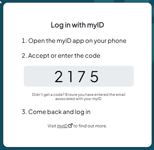 A screenshot of a computer showing the Australian Digital ID System code screen.