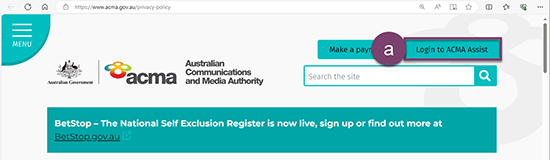 If you require help to follow the ACMA Assist registration guide, please contact info@acma.gov.au